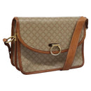 CELINE Macadam Canvas Shoulder Bag Beige Gold Auth BD092-1