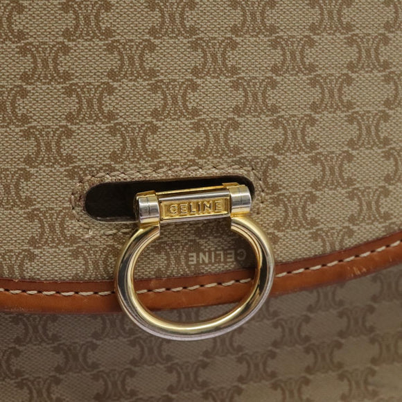 CELINE Macadam Canvas Shoulder Bag Beige Gold Auth BD092