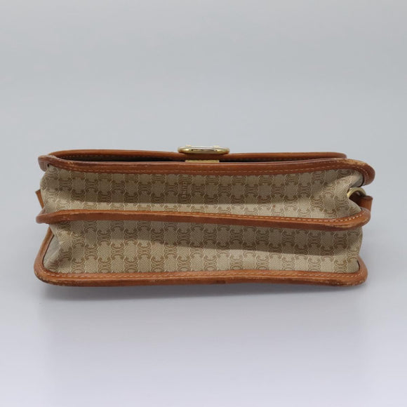 CELINE Macadam Canvas Shoulder Bag Beige Gold Auth BD092