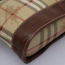 Burberrys Nova Check Shoulder Bag PVC Leather Beige Brown gold Auth BD093-15