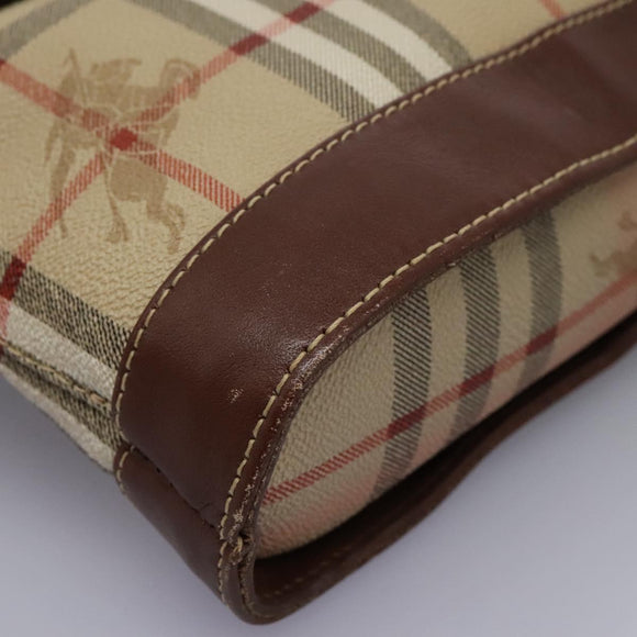 Burberrys Nova Check Shoulder Bag PVC Leather Beige Brown gold Auth BD093