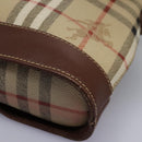 Burberrys Nova Check Shoulder Bag PVC Leather Beige Brown gold Auth BD093-16