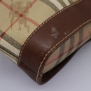 Burberrys Nova Check Shoulder Bag PVC Leather Beige Brown gold Auth BD093-9