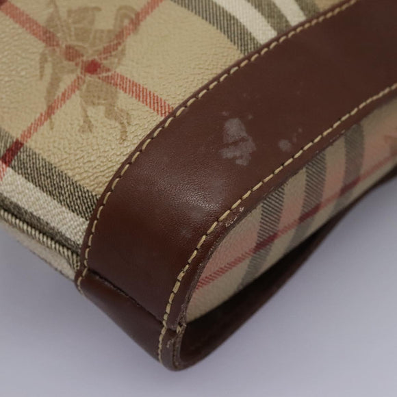 Burberrys Nova Check Shoulder Bag PVC Leather Beige Brown gold Auth BD093