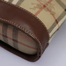 Burberrys Nova Check Shoulder Bag PVC Leather Beige Brown gold Auth BD093-17