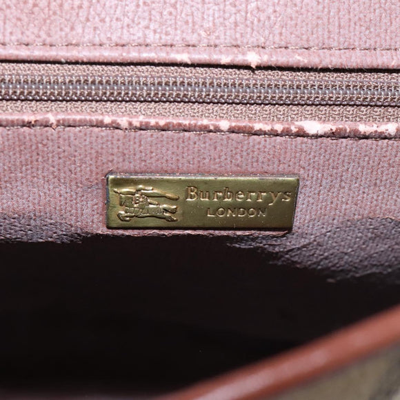 Burberrys Nova Check Shoulder Bag PVC Leather Beige Brown gold Auth BD093