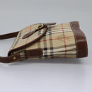 Burberrys Nova Check Shoulder Bag PVC Leather Beige Brown gold Auth BD093-3