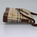 Burberrys Nova Check Shoulder Bag PVC Leather Beige Brown gold Auth BD093-4
