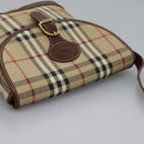 Burberrys Nova Check Shoulder Bag PVC Leather Beige Brown gold Auth BD093-6