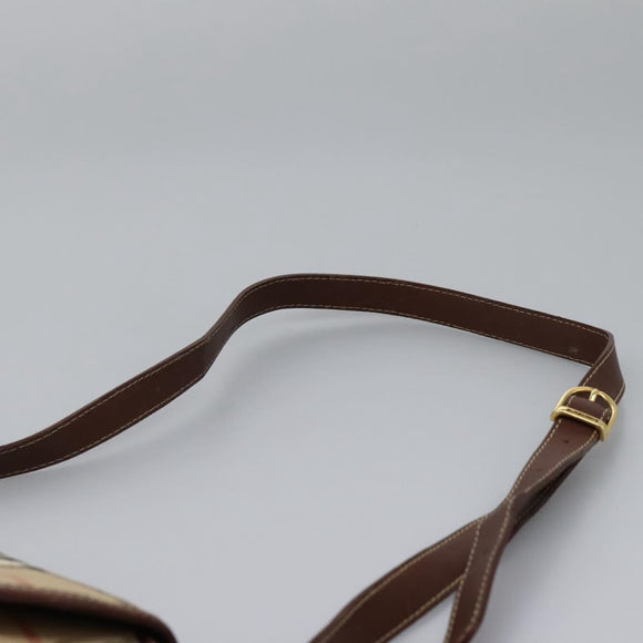 Burberrys Nova Check Shoulder Bag PVC Leather Beige Brown gold Auth BD093