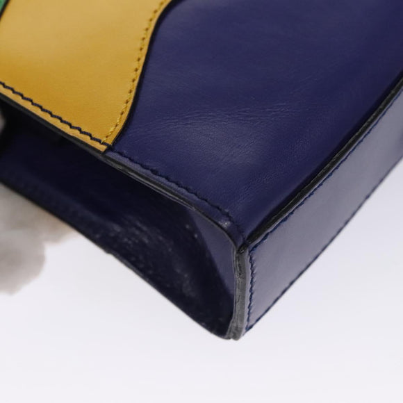 CELINE Chain Shoulder Bag Leather Multicolor Gold Auth BD096AV