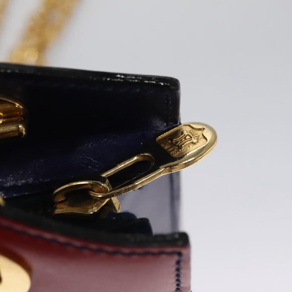 CELINE Chain Shoulder Bag Leather Multicolor Gold Auth BD096AV