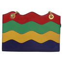 CELINE Chain Shoulder Bag Leather Multicolor Gold Auth BD096AV-13