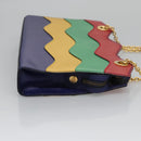 CELINE Chain Shoulder Bag Leather Multicolor Gold Auth BD096AV-3
