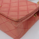 CHANEL Matelasse Chain Shoulder Bag Lamb Skin Pink Gold CC Auth BD1008-11