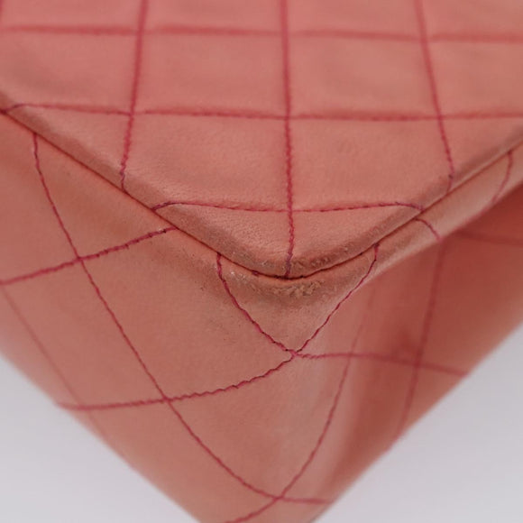 CHANEL Matelasse Chain Shoulder Bag Lamb Skin Pink Gold CC Auth BD1008