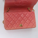 CHANEL Matelasse Chain Shoulder Bag Lamb Skin Pink Gold CC Auth BD1008-17