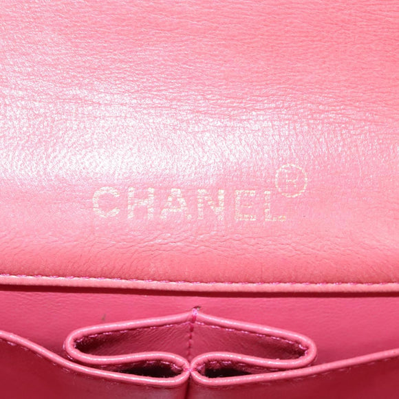CHANEL Matelasse Chain Shoulder Bag Lamb Skin Pink Gold CC Auth BD1008