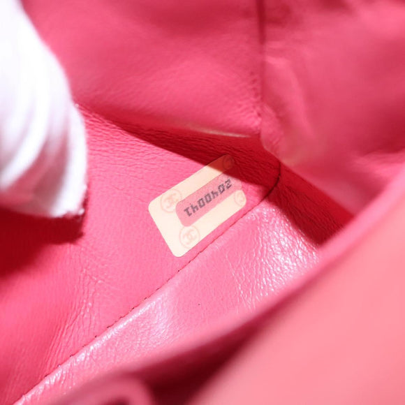 CHANEL Matelasse Chain Shoulder Bag Lamb Skin Pink Gold CC Auth BD1008