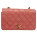 CHANEL Matelasse Chain Shoulder Bag Lamb Skin Pink Gold CC Auth BD1008-2