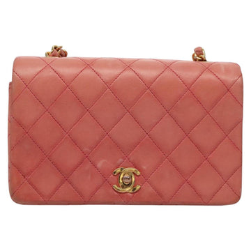 CHANEL Matelasse Chain Shoulder Bag Lamb Skin Pink Gold CC Auth BD1008 - 0