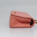 CHANEL Matelasse Chain Shoulder Bag Lamb Skin Pink Gold CC Auth BD1008-4