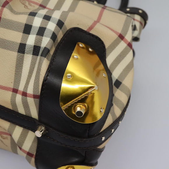 BURBERRY Nova Check Shoulder Bag PVC Beige Auth BD1024