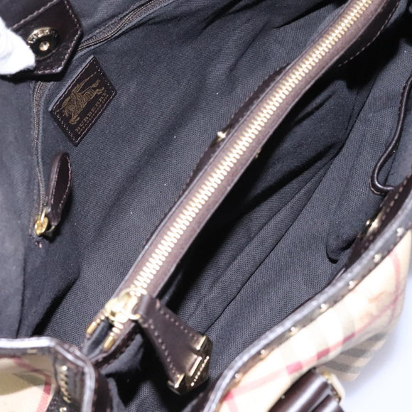 BURBERRY Nova Check Shoulder Bag PVC Beige Auth BD1024