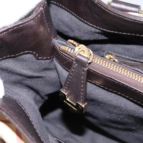 BURBERRY Nova Check Shoulder Bag PVC Beige Auth BD1024