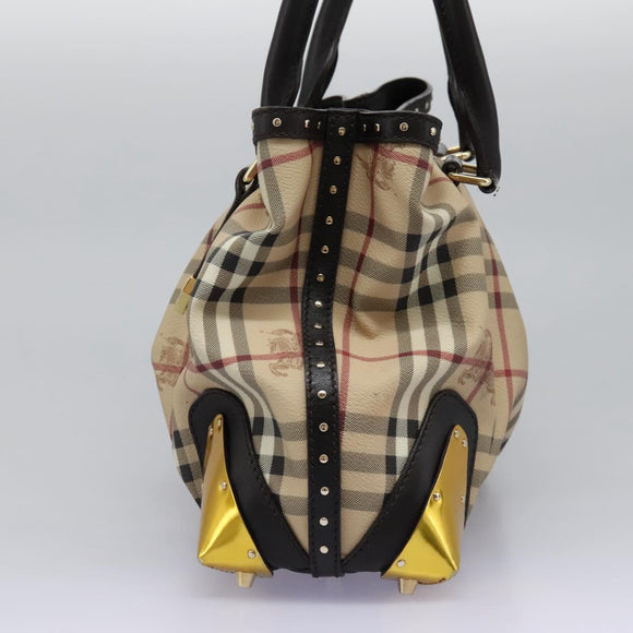 BURBERRY Nova Check Shoulder Bag PVC Beige Auth BD1024