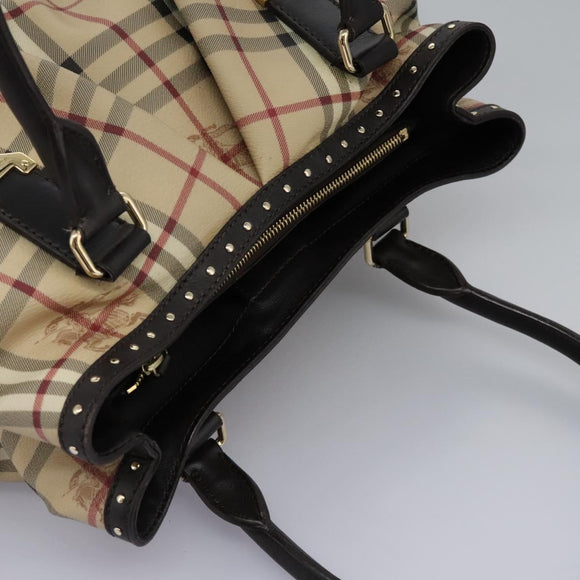 BURBERRY Nova Check Shoulder Bag PVC Beige Auth BD1024