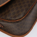 CELINE Macadam Canvas Shoulder Bag PVC Leather Brown Gold Auth BD1027-11