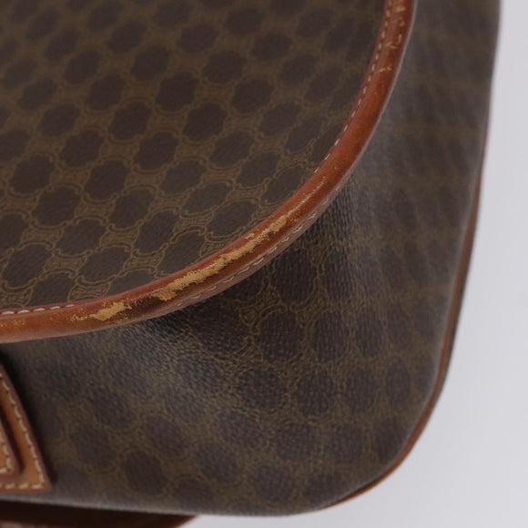 CELINE Macadam Canvas Shoulder Bag PVC Leather Brown Gold Auth BD1027