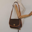CELINE Macadam Canvas Shoulder Bag PVC Leather Brown Gold Auth BD1027-22