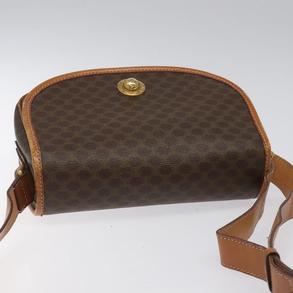 CELINE Macadam Canvas Shoulder Bag PVC Leather Brown Gold Auth BD1027