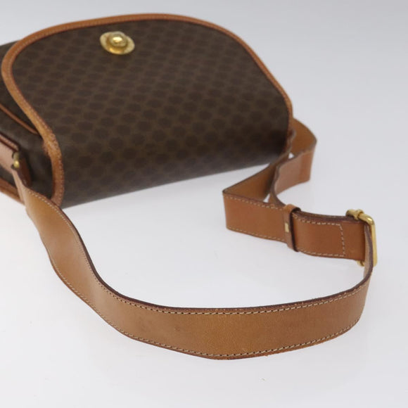 CELINE Macadam Canvas Shoulder Bag PVC Leather Brown Gold Auth BD1027