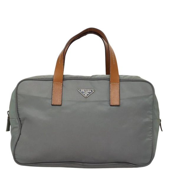 PRADA Hand Bag Nylon Gray Auth BD1037