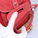 GUCCI Bamboo Backpack Suede Leather Red Gold 003 1705 0030 Auth BD1040-20