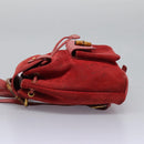 GUCCI Bamboo Backpack Suede Leather Red Gold 003 1705 0030 Auth BD1040-3