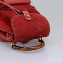 GUCCI Bamboo Backpack Suede Leather Red Gold 003 1705 0030 Auth BD1040-6