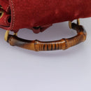GUCCI Bamboo Backpack Suede Leather Red Gold 003 1705 0030 Auth BD1040-7
