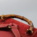 GUCCI Bamboo Backpack Suede Leather Red Gold 003 1705 0030 Auth BD1040-14