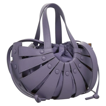 BOTTEGA VENETA Shell Shoulder Bag Leather Purple Auth BD1058AV