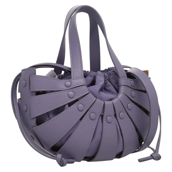 BOTTEGA VENETA Shell Shoulder Bag Leather Purple Auth BD1058AV