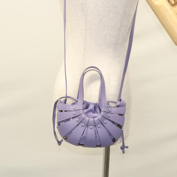 BOTTEGA VENETA Shell Shoulder Bag Leather Purple Auth BD1058AV