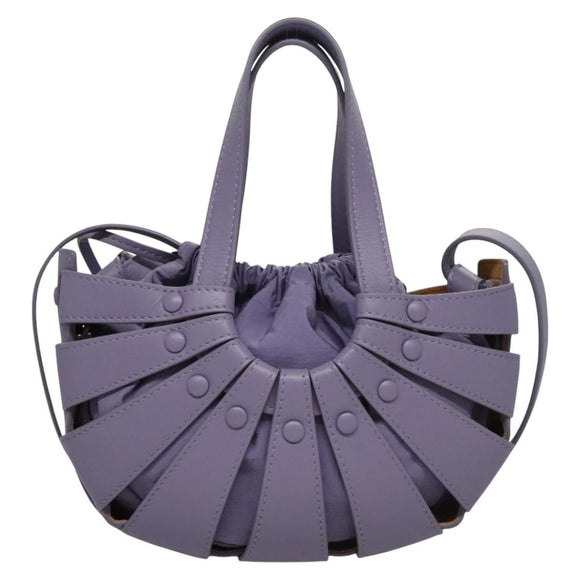 BOTTEGA VENETA Shell Shoulder Bag Leather Purple Auth BD1058AV