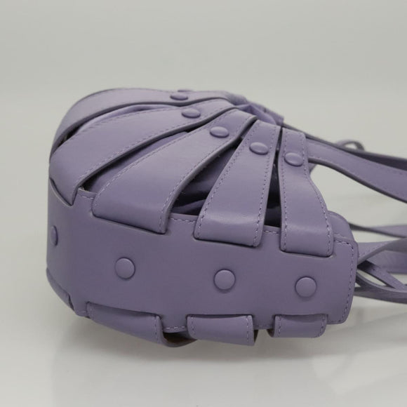 BOTTEGA VENETA Shell Shoulder Bag Leather Purple Auth BD1058AV
