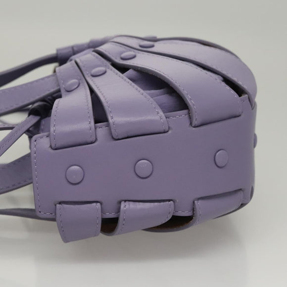 BOTTEGA VENETA Shell Shoulder Bag Leather Purple Auth BD1058AV