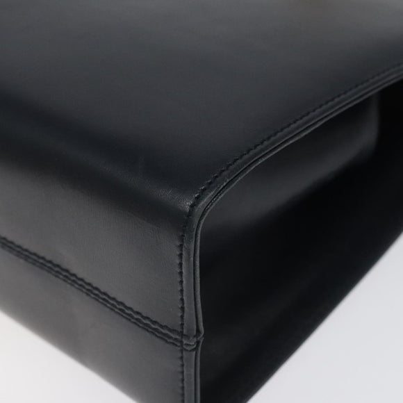 Salvatore Ferragamo Gancini Chain Shoulder Bag Leather Navy Gold Auth BD1060