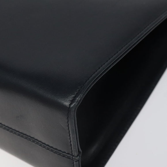 Salvatore Ferragamo Gancini Chain Shoulder Bag Leather Navy Gold Auth BD1060